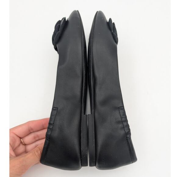 Linea Paolo Floral Ballet Flats Slip-On Women's Leather Black Size US7.5M EU38 - Picture 6 of 11